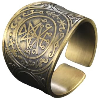 ZFHTJEKNCS Vintage-Salomonen-Ringe Siegel der 7 Erzengel Ringe für Männer Wikinger-Runen-Fingerring-Amulett
