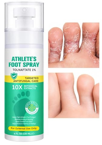 Spray para Pie de Atleta 120 ml Cuidado Del Enrojecimiento E Hinchazón | Spray Antipicor Podal Para Adultos Mujeres Hombres Corredores Vestuarios Viajes Hogar Gimnasio Salón Rutina