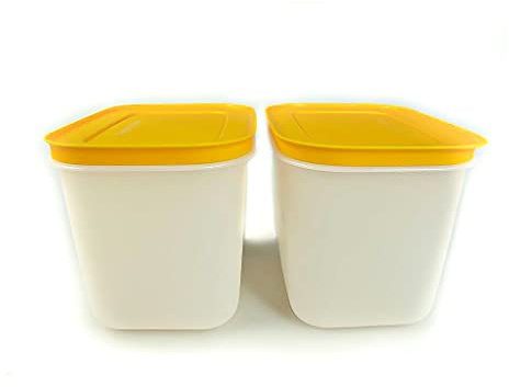 TUPPERWARE 2x 1,1 L Gefrier-Behälter hoch Eis-Kristall Eiskristall orange-weiß 27620