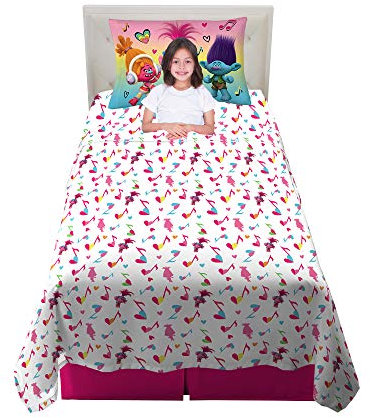 Franco Kinder-Bettwäsche-Set, superweich, 3-teilig, für Doppelbett, Trolls