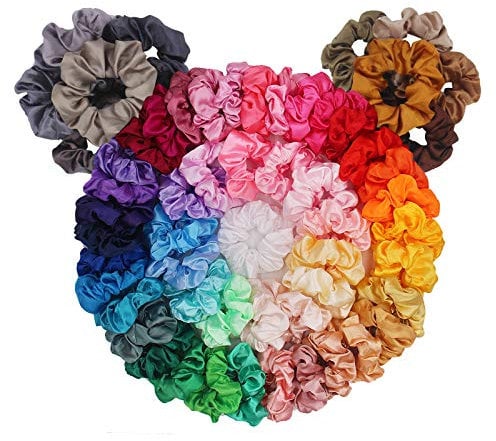 60er Pack Haargummis, BeeVines Satin Seiden Scrunchies für Haare, seidige Locken Haarschmuck für Frauen, Haargummis Seile für Teenager, Scrunchies Pack Mädchen Geburtstagsgeschenk