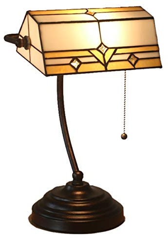 GDLight Tiffany Stil Banker Lampe Vintage Glasmalerei Banker Schreibtischlampe handgemachte Leselampe für Wohnzimmer Schlafzimmer Cafe Bar, 10,6-Zoll (3 Stile),Baroque