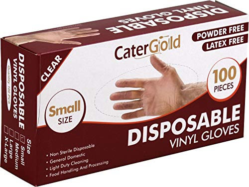 Non Sterile Hygenic Disposable Clear Vinyl Gloves - Powder Free Latex Free 100pcs (Small)