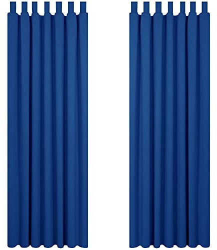Deconovo Vorhänge Lärmschutz Gardinen Verdunklung Schlaufen, 210x140 cm(HöhexBreite), Königsblau, 2er Set
