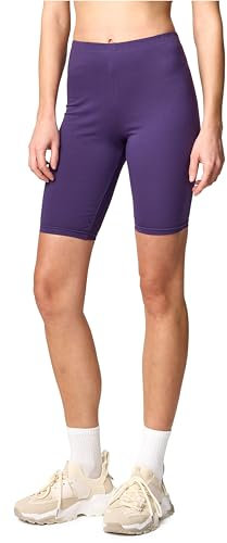 Merry Style Damen Sport Leggings kurz Sportleggings Radlerhose Sporthose aus Baumwolle MS10-200 (Purpur,L)