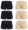 Libella 6er Pack Damen Panties Boxershorts Mikrofaser Seamless 3908 Schwarz Hautfarben S/M