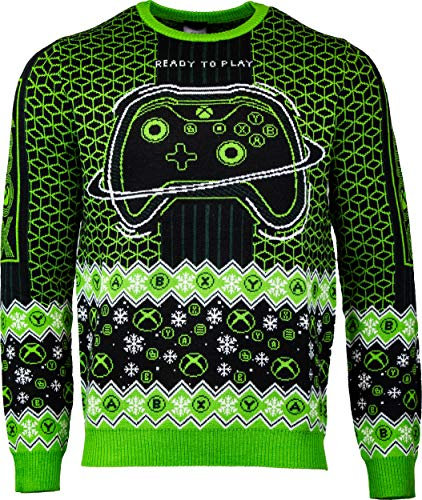 Numskull Unisex Xbox Ready to Play Offizieller Strick, Größe XL, hässliche Neuheit Weihnachtspullover Geschenk