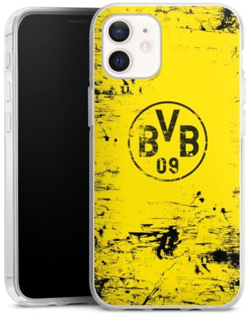 Silikon Hülle kompatibel mit Apple iPhone 12 Case transparent Handyhülle Borussia Dortmund Offizielles Lizenzprodukt BVB