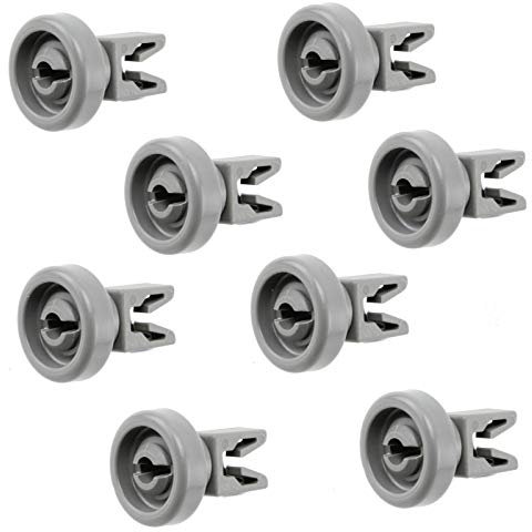 8X Dishwasher Upper Basket Wheel Compatible with Zanussi 50286967000 50269970005 50278101006 50269921008 50286966002 Zanker 764817 889198 Universal 25mm Top Bottom Roller Runner & Clip Axle