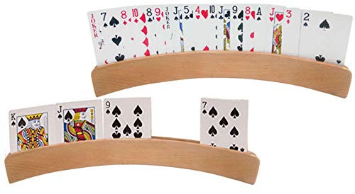 Organisateur De Support De Plateau De Support De Carte À Jouer en Bois De 2 Pièces pour des Adultes Aînés d'enfants Ensemble De Porte-Cartes À Jouer Au Poker Mains Libres en Forme Incurvée