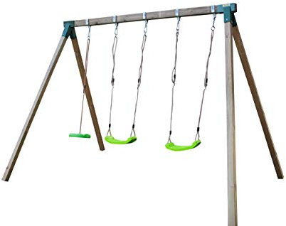 | MASGAMES | Columpio de Madera Kai | 2 Asientos Planos + 1 ovni | Anclajes incluidos | Uso doméstico |