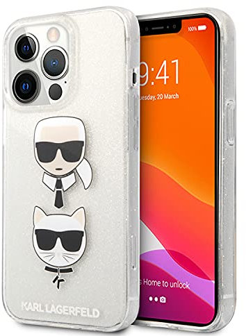 KARL LAGERFELD KLHCP13LKCTUGLS Hülle für iPhone 13 Pro / 13 6,1 Silber Glitter Karl`s & Choupette