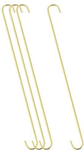 sourcing map 4 Stück S Haken Groß 20 Zoll/500 mm Haken zum Einhängen, geeignet für Innen und Außenbereich Küche, Wohnzimmer, Bad, Garten, Garderobe Goldton