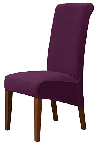 Große Stuhlhussen Samt Plüsch Für Esszimmerstühle, XL Stuhlbezug Stretch Hoher Rücken Schonbezüge Für Stuhl, Stuhlschutzbezüge Set Für Hochzeit (Purple,2 PCS)