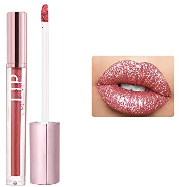 JAWSEU Glitter Lippenstift, Metallic Make-Up Lipgloss, Diamonds Pearl Shimmer Lippenstift, Langlebiger wasserdichter Lipgloss