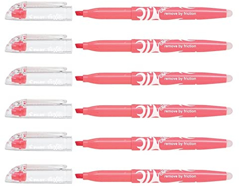 PILOT Frixion Light Natural Highlighters Set of 6 Bevelled Tip Red