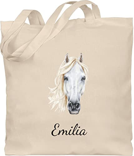Baumwolltasche - Pferd Pferde - Pferdekopf Pferdeliebhaber Geschenk - Unisize - Naturweiß - horse taschen pferden jutebeutel pferdetaschen mädchen pferdemotiv tasche pferdetasche pferdefan