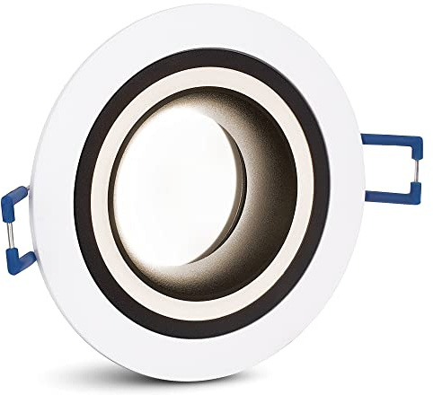 SSC-LUXon Matapo Einbauleuchte weiß rund Modul 4W neutralweiß Lichtring | Design-Deckenspot weiß mit schwarzem Rand & Lichtring - LED-Modul neutralweiß, nur 50mm tief, für Küche, Flur & Wohnzimmer