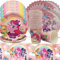 Doyomtoy Little Pony Décorations Licorne Set de Décoration pour Fêtes de Poney 61PCS Little Pony Lot de Fournitures de Fête d'anniversaire Comprenant Assiettes Serviettes Gobelets Nappes