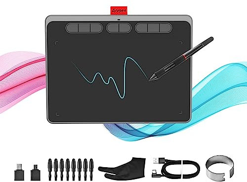 Acepen Drawing Tablet Graphics Tablet with Battery-Free Stylus 8192 Pressure Sensitivity 8 Hot Keys, 9 x 6 inch Pen Tablet for Digital Art, Online Teaching, Animation, Work with Mac, PC & Mobile