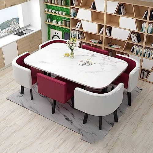 MAxba Esszimmergrupp Konferenztisch Esstisch mit 6 Stühlen Set Verhandlungstisch Couchtisch Küchentisch Empfangtisch 4 Lederstühle mit Stabilem Metallständer (Color : Purple 1)
