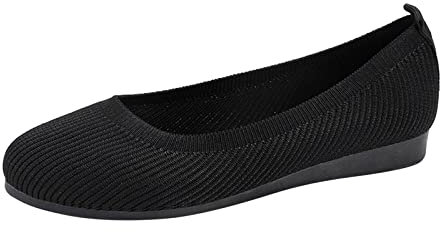 Tongs pour femme - Ballerines plates confortables - 42 pieds larges - Légères et élégantes - Chaussures de balerine - Chaussures d'été fermées, Noir , 42 EU