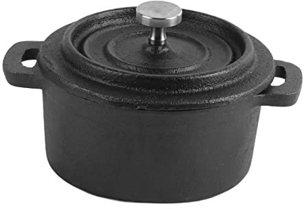 Olla De Hierro Fundido Con Tapa, Cacerolas Redondas Negras, Horno Holandés Resistente Con Asas Ergonómicas Dobles, Ollas Profundas Para Estofar(10CM)