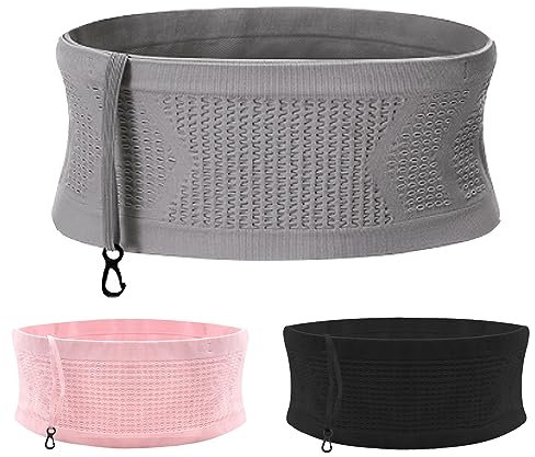 Yeria Multifunktionale Hüfttaschen Strick Hüfttasche Atmungsaktive Verdeckte Bauchtasche Laufgürtel für Handy Herren Lauftasche Damen Stylisch für Fitness Sport Wanderung (Grau, L)
