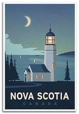 Vintage Poster Nova Scotia Kanada Reise Kunst Poster Wandkunstdruck Retro Ästhetische Raumdekoration Bürodekorationen 30 x 45 cm ungerahmt