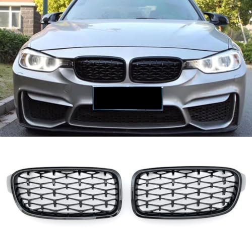 GCP PASST FÜR BMW 3ER F30 F31 KÜHLERGRILL DIAMANT CHROM SCHWARZ