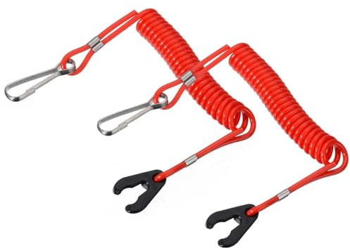 Greluma 2 Pz Cordino con chiave per interruttore di spegnimento del motore della barca,cavo di arresto di emergenza del motore per l'arresto di emergenza del motore,cruciale del motore fuoribordo