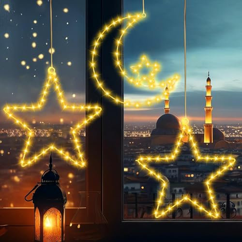 TDTOD Fensterbeleuchtung Weihnachtssterne,3 Stück LED Sterne Weihnachtsbeleuchtung Weihnachtsdeko Lichterkette 120 LEDs für Eid Weihnachten deko Batteriebetrieben mit 8 Modi Fenster deko Innen Außen