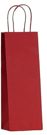 DOT Horeca Solutions 50 Shopper porta bottiglia BORDEAUX vino Buste di Carta Sacchetti Regalo per Bottiglie con Manico 14x8x40 cm Carta Kraft Sacchetto Busta per Vino rosso