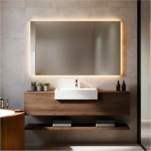 STYLE GLASS Specchio Bagno con Luce Led SHINE 100x70 cm - Specchio da Parete LED Bagno - Specchi con Luci 4000K - Moderno Senza Cornice