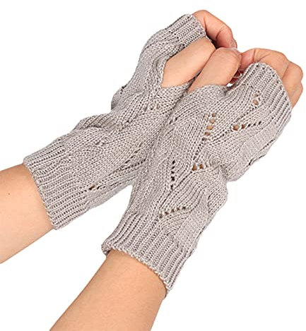 DUHGBNE Cabrio warm Handschuh Fäustlinge fingerlose Winter mitten Handschuh mit Wolle Strickhandschuh Handschuhe Schwarz Kostüm (Grey, One Size)