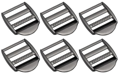 sourcing map Metal Ladder Buckle Slider Tri-Glider Metal Adjustable Buckles, 6pcs 19.5mm(3/4) Inner Size for Webbing Backpack Strap, Gun-black