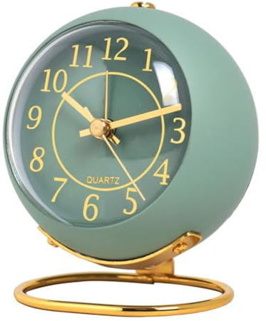 iSpchen Wecker Ohne Ticken Analog mit Licht Wecker Retro Lauter Wecker Nachttisch für Schwere Schläfer Batterie Reise Wecker Kleine Schreibtischuhr für Kinderzimmer Kinder Leuchtzeiger Grün #2