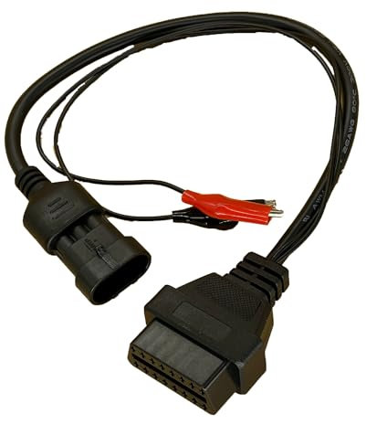 Lelukee OBD2 3 Pin auf 16 Pin Stecker Diagnosekabel für Fiat,OBDII 16Pin auf OBD1 3Pin Adapterkabel Obd2-Adapteranschluss Diagnosekabelmit zwei Clip