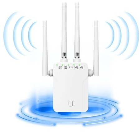 Répéteur WiFi,2024 Nouveau Répéteur WiFi 1200Mbps, Amplificateur WiFi sans Fil Double Bande 5GHz & 2.4GHz avec WPS, Amplificateur/répéteur WiFi pour la Maison et Le Bureau