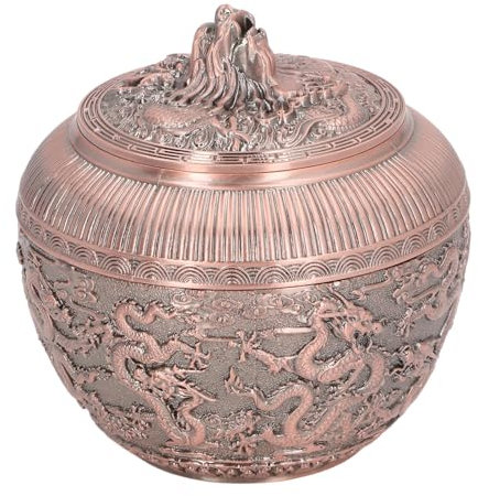 Boîte à thé, Réservoir de Stockage de Chine Alliage Vintage, Chine Dragon Hermétique Design Tea Bag Canister, Récipient de Stockage de thé en Vrac Décoratifs Pot à (Cuivre rouge
