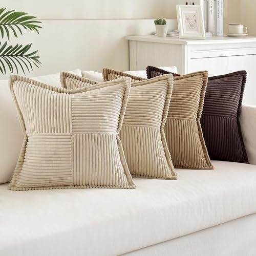 MIULEE 4er Set Kordsamt Kissenbezüge Weich Dekokissen Dekorativ Kissenbezug Modern Kissenhülle Sofakissen Zierkissen Couchkissen für Wohnzimmer Schlafzimmer Kaffee Serie 40x40 cm