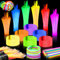 Kinmsito Knicklichter Party Set, 200 Stück, 6 Farben Leuchtstäbe Mit Verbinder, Neon Glow Sticks für Party Dekoration Hochzeiten