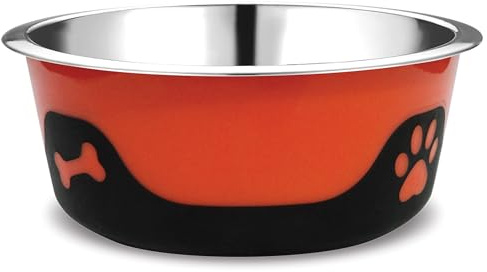 Thermocool Stainless Steel Dog Bowls, Non Slip, No Spill Insulated Dog Bowl, Keeps Food Warm & Water Cold for Dogs, Dishwasher Safe (Orange, Medium 16 Oz)