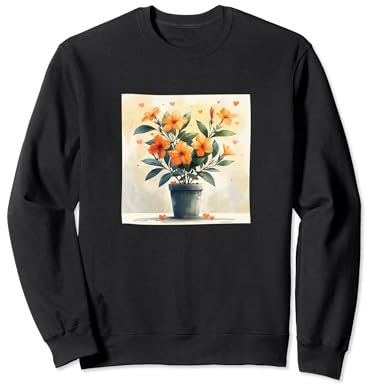 Oleander Plant In Pot Cottagecore Hearts Graphic Sweatshirt