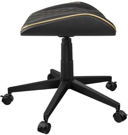 Cougar Crosser Tabouret de Gaming Multi-usages, siège festonné, revêtement en Cuir synthétique PVC, Hauteur réglable, Base avec 5 Roues, Charge de Charge jusqu'à 120 kg, Noir et doré
