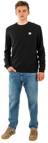 Calvin Klein Men’s Waffle Badge Long Sleeve Top with Round Neck, Black (Black), XL