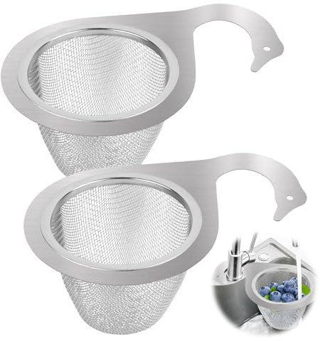 2 PCS Sink Filter Basket, Stainless Steel Sink Filter Basket Multifunctional Corner Kitchen Sink Strainer for Filter Kitchen Sink Waste Wash Vegetables Fruits