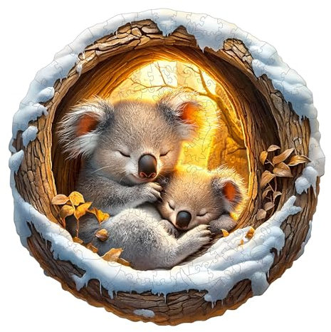 Holzpuzzles für Erwachsene und Kinder, 300 Teile Holzpuzzle Erwachsene, Kreisförmige Einzigartige Puzzle, Wooden Puzzle Sleeping Koala, Holz Puzzle Mit Geschenkbox Aus Holz