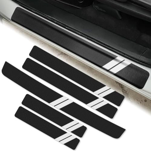 YJTYC 5 Stück Auto Einstiegsleisten Schutz für Audi S4 2018-2023, Kohlefaser Aufkleber Türschweller Schutzfolie Türschweller Anti-KratzTrim,White
