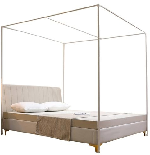 guoiooi Betthimmel Rahmen Edelstahl Mückennetz Rahmen Himmelbett Moskitonetzhalter Vier Eckbett Bettüberdachung Für Twin/Full/Queen/California King/King Size/California King(100x200cm(39x79inch))